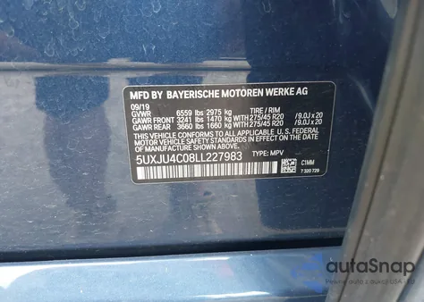 2020 BMW X5 M50I из США, поврежденный, VIN 5UXJU4C08LL227983